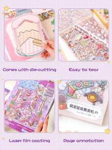 Pegatinas decorativas de casa DIY, pegatinas de paisajismo, pegatinas de escena, pegatinas de escena de casa en miniatura 3D para manualidades de scrapbooking, pegatinas de paisaje, pegatinas de cuaderno, pegatinas de escena de casa pequeña clasificadas a mano, reutilizables, disponibles en varios tamaños