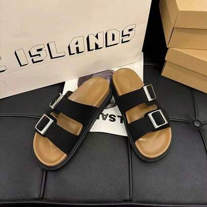 Flache Hausschuhe für Damen für den Sommer, neue Sandalen im französischen Casual-Stil, Retro- und vielseitige Strandschuhe im koreanischen Stil