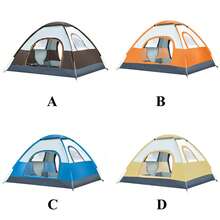 Carpa de campamento automática e instantánea con doble puerta y ventanas, carpa ovalada de alta calidad a prueba de mosquitos y rayos UV para campamento familiar, senderismo y viajes vacacionales - Colores surtidos, refugio al aire libre | Carpa de camping con ventanas | Diseño de carpa espacioso, carpas para acampada - Multicolor - Ver 9