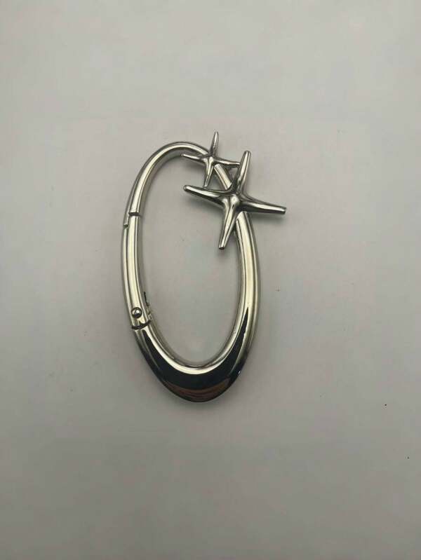 Chic Star Oval Keychain - Durable Zinc Alloy, Perfect For Bags & Waist Accessories, Ideal For Outdoor Adventures