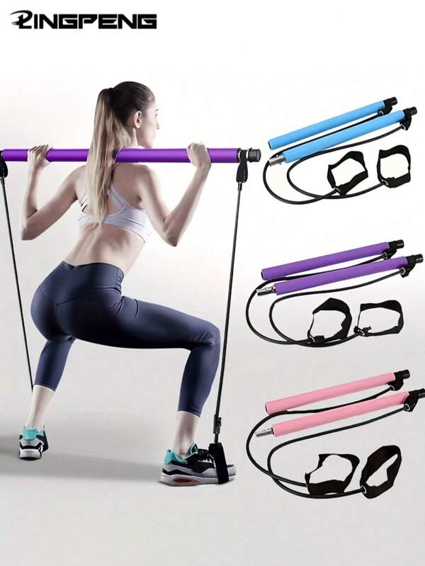 1pc Multifunctional Pilates Fitness Stick, Yoga Chest Expander, Back Tightening Rope Trainer Gym Accessories,Sport, Gym, Home Exercise, Strap Gym, Resistance Bands