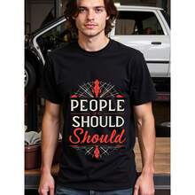 Tshirts, 3xl Tall Shirts For Men, Bold Statement T-Shirts: People Or To Should Should Graphic Tee, White Tee Shirts, Black T-Shirts For Men For Best Choice - Black - View 1