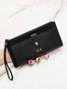 1 Stück personalisierte Geldbörse aus PU-Material für Studenten, unisex mit einfachem Knopf- und Reißverschlussdesign, kann Bargeld, Münzen, Bankkarten usw. aufnehmen. Individualisierter Goldfolienbuchstabe Name, geeignet als Valentinstag Geschenk, Geburtstagsgeschenk, Urlaubsgeschenk, Einschulung Zubehör, für Schule, Klassenzimmer, Collegestudenten, Teenager, Lehrergesckenk, Realschüler, Universitätsstudenten, Erstis