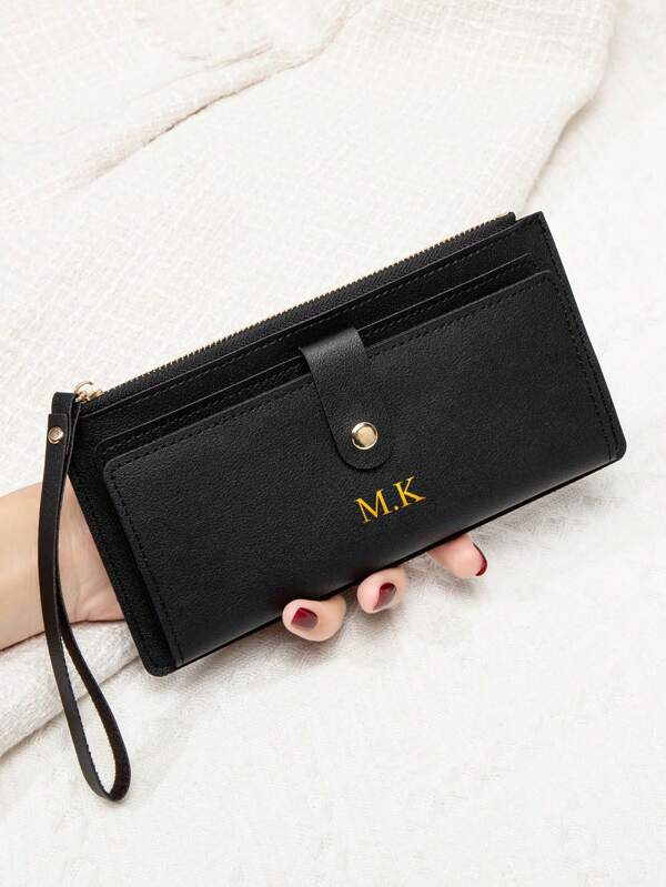 1 Stück personalisierte Geldbörse aus PU-Material für Studenten, unisex mit einfachem Knopf- und Reißverschlussdesign, kann Bargeld, Münzen, Bankkarten usw. aufnehmen. Individualisierter Goldfolienbuchstabe Name, geeignet als Valentinstag Geschenk, Geburtstagsgeschenk, Urlaubsgeschenk, Einschulung Zubehör, für Schule, Klassenzimmer, Collegestudenten, Teenager, Lehrergesckenk, Realschüler, Universitätsstudenten, Erstis