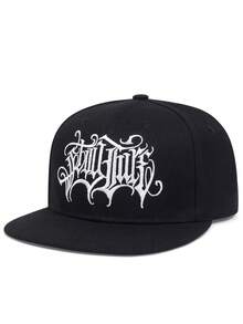 1pc Men's Fashionable Gothic Alphabet Disorder Embroidery Hip Hop Cap, Fashionable Outdoor Adjustable Sun Protection Unisex Lovers Baseball Cap Snapback Hat For Spring And Autumn Travel, Beach Party