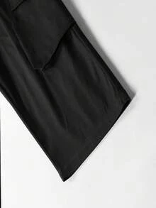 Men's Casual Sports Cargo Pants, Solid Color 3/4 Pants, Suitable For Running, Sports, Daily Casual Wear - Black - View 7