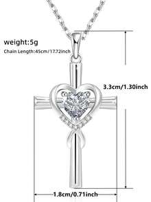 1 PC Fashion Cubic Zirconia Cross Necklace Pendant For Women Valentine's Day Gift Wedding Jewelry - 4# - View 7
