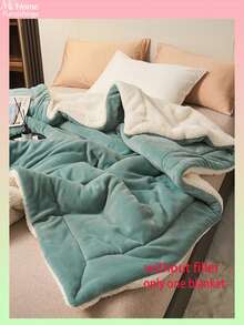1 件淡绿色牛奶绒和夏尔巴双层刺绣超柔软传统法兰绒珊瑚绒毛毯，多功能适用于沙发、办公室、卧室、旅行和露营，可机洗，适合男孩、女孩、学生 - 綠色 - 查看 5