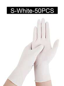 白色一次性丁腈手套，无粉，无乳胶，耐用家用清洁手套，防水手套，适用于厨房清洁、纹身、染发、宠物、美容院、清洁用品、家用工具 - 白色 - 查看 26