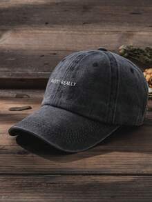 1pc Unisex Unisex "NOT REALLY"Washed Baseball Cap, Multi Functional Sunshade Baseball Cap, For Outdoor Sports, Daily Wear, And Commuting Casual. - Dark Grey - View 2