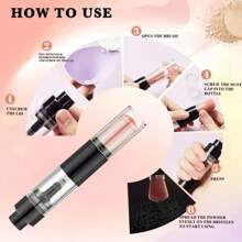 1 pezzo Nuovo set di pennelli trucco portatile, include pennello per blush, contornare, cipria ricaricabile con dispenser a pulsante, pennelli trucco da viaggio, pennello per illuminante, pennello per cipria in polvere, pennello per blush