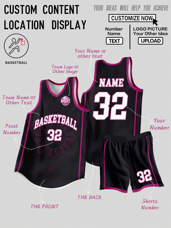 Set deportivo de 2 piezas personalizado para hombre: Camiseta de baloncesto + Pantalón corto con impresión de nombre, número y foto, para entrenamiento de equipo y uso casual en primavera/verano