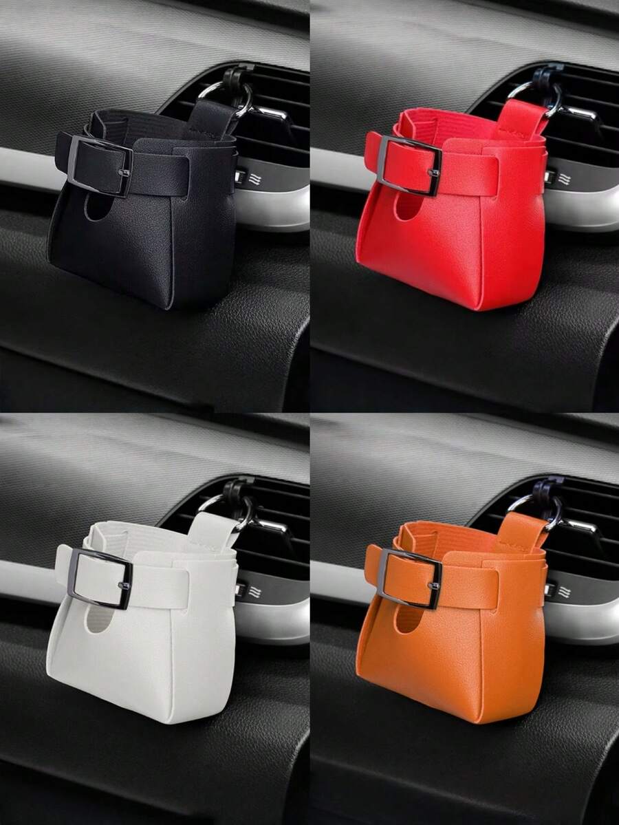 1 pieza Bolsa de almacenamiento para salida de aire del automóvil, bolsa colgante de almacenamiento para salida de aire del automóvil, caja de almacenamiento, salida de aire acondicionado, bolsa para teléfono móvil, bolsa colgante para objetos varios, suministros para decoración del automóvil, adecuado para todo tipo de vehículos, usado para almacenar y organizar pequeños artículos para mujer, organizador de almacenamiento, artículos esenciales de viaje, regreso a la escuela, almacenamiento para dormitorio