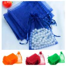 10/50/100pcs Navy Blue Gift Bags, Navy Blue Organza Candy Bags For Tableware, 10 Mixed Colors Wedding Favor Bags, Various Festival Party Packaging Supplies, Holiday Home Decor, Wedding Party Gift Packaging, Festival Activities And Party Gift Bags