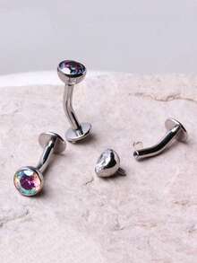 14G ASTM F136 Titanium Belly Button Rings For Women Floating Belly Rings Flat Back Belly Piercing Convex Base 5mm CZ Navel Rings Curved Barbell Internally Threaded Navel Belly Piercing Jewelry - Multicolor - View 5