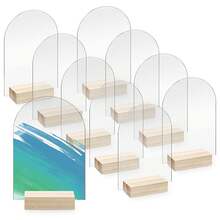 带木支架的空白透明拱形亚克力标牌、4x6 英寸拱形圆顶亚克力板、空白透明拱形标牌、DIY 亚克力拱形桌号、用于 DIY 名片礼品活动派对标牌装饰、婚宴、中心装饰、装饰、派对、周年纪念、活动 - 無色 - 查看 1