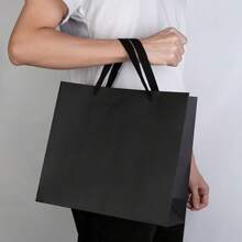 10个牛皮纸袋，适用于购物、婚礼礼物、生日派对、便携多功能、黑色大理石纹理纸袋