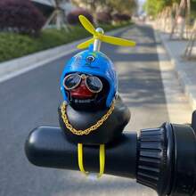 1 件酷炫鸭子带头盔创意个性化摩托车装饰，松紧带适用于大多数摩托车和自行车 - 均碼 - 查看 6
