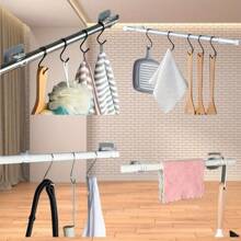 10pcs No Drill Curtain Rods Brackets, Wall Hooks, Adhesive Curtain Rod Holders With No Nails, Adjustable For High Curtains, Suitable For Bathroom, Kitchen, Home And Hotel, No Drill Needed Back To School Bathroom Decor