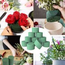 1/6/10pcs Round Flower Foam Round Flower Mud Green Floral Foam Green Circle Floral Mud, Wet Floral Foam Round Flower Arrangement Kit, For Succulent Plant, Bouquets, Home, Wedding, Party, Hotel And Florist, Christmas Valentine's Day Gifts DIY Fresh And Artificial Flower Artificial Plant Floral Arrangement Florist Foam Decoration