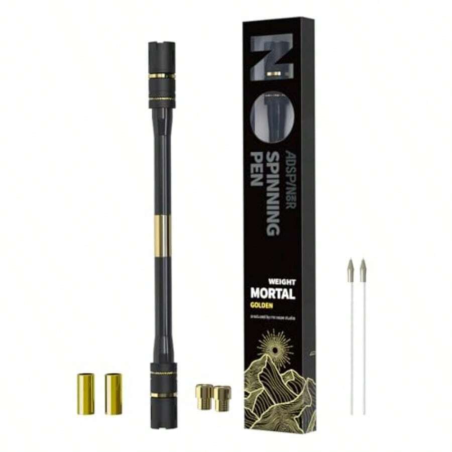 Mr. Nope Weighted Mortal Spinning Pen Mod Advanced Trick Spin Pen For Precision Practice Heavier Balanced AntiSlip Grip Writable Brass Weights Gold - GlodWeightedVersion - View 1