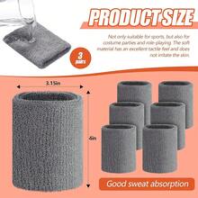 6 Pcs 4 Inch Wrist Sweatbands Tennis & Gymnastics Wristbands Grips & Sport Cotton Elastic Thick Wrist Bands Tennis & - Xám - Xem 3