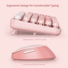 Wireless Keyboard And Mouse Set, Cute Keyboard And Mouse Combo, Full Size Typewriter Keyboard With Number Pad, Colorful Keyboard With Round Keycaps For Windows PC Laptop - 西瓜粉 - 查看 4