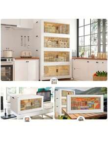 2/3/4/5layers Plastic Storage Bins With Lids Wide Extra Large Storage Cabinet, Collapsible Stackable Containers With Wheels, Foldable Organizer System For Closet, Bathroom, Home, Office, Dorm - 白色 - 查看 5