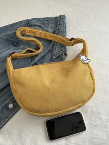 女士休闲纯色可爱斜挎包，适合日常使用 - 黃色 - 查看 7