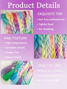1/3pcs Shiny Sequin Braided Wig, 24 Inch Pre-Stretched Synthetic Metallic Fiber Ombre Hair Extensions, Braid Hair Accessories, Suitable For Women & Girls Attending Music Festivals - Multicolor - View 4