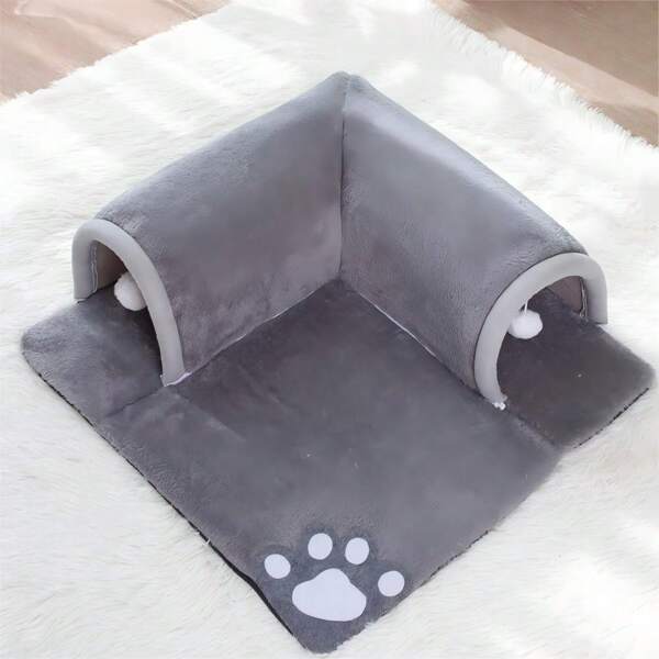 1pc Multifunctional Grey Cat Tunnel Cat Bed Cat Toy, Suitable For Medium-Small Cats, Dogs, Guinea Pigs, Rabbits, Hedgehogs And Other Small Pets, For Sleeping And Playing, Pet Supplies