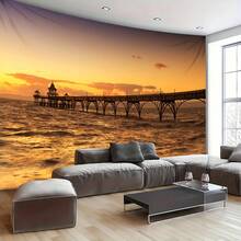 Sunset Pier Tapestry Print, HighEnd, 100% Polyester, Lightweight, Fade Resistant, Machine Washable, Wall Hanging, Home Decor, Bohemian Decor, Beach Decor - Multicolor - View 2