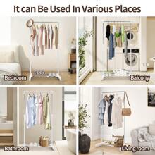 Clothes Rail Adjustable Garment Rack Telescopic Coat Rack Hanging Rail Clothes Stand With Shoe Shelf And Casters Clothing Rack For Small Place Organiser Shelf Bedroom Clothing Rack