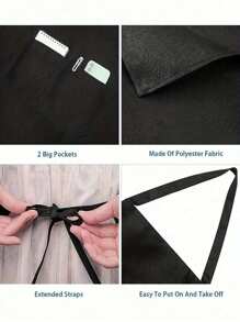 1/2pcs Customized Black Kitchen Cooking Apron, Modern Polyester Oil-Proof Apron, Black Kitchen Apron, Polyester Apron For Garden, Kitchen And Housework Perfect For Home, Restaurant, And Kitchen Cooking - Multicolor - View 5