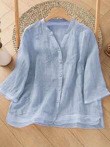 复古艺术刺绣开衫、欧根纱拼布设计休闲时尚衬衫、波西米亚风花卉刺绣优雅衬衫、简约日常复古植物刺绣衬衫、假日短袖上衣