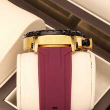 YalaLuSi Brand A Fashionable Of Men's Quartz Watch Large Round Watch Calendar Dial Triple Eye Design Multi-Function Dial Luminous Hands Advanced Feeling Suitable For Work School Gifts Preferred To Send Friends, Family, Brothers - Gold - View 3