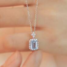 1 Stück Vintage, exquisite, elegante, luxuriöse blaue Anhänger Halskette mit kubischem Zirkonia für Frauen, Alltagsgebrauch, Urlaub, Musikfestival, Jahrestag, Paar, Geschenk für sie