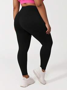 Sodalemon 女式加大码交叉腰弹力提臀瑜伽训练纯色运动紧身裤