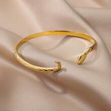 1 Stück Edelstahl Schlangen-Armband für Frauen, vintage goldfarbene Textur, dünnes verstellbares Schlangen-Armband zum täglichen Tragen