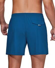Mens Swim Trunks With Compression Lined Short Bathing Suits For Men 5 Inch Inseam Liner Men's Swimming Trunk - Zipper Blue - View 3
