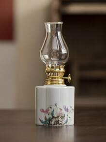 1Pc Ceramic Kerosene Lamp Tea Ceremony Atmosphere Candle Old Butter Lighting Decoration(Without Lamp Oil)