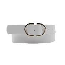 Kit 2 Women's Belt 2D Double Inverted Round Buckle Current Fashion Winter Summer 96040K2 - 米色和白色 - 查看 5