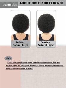 非洲风格卷发假发，蓬松短发，适合合成角色扮演，自然金发黑色 - 彩色 - 查看 5