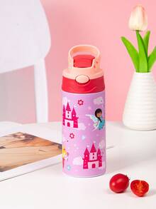 1PC 350ml Cartoon Prints Insulated Water Bottle With Covered Pop-Up Straw, Rainbow Horse&Mermaid Sports Water Bottle With Handle,Tumblers With Leak-Proof Stainless Steel,Four Colors Available,Back To School Supplies - Multicolor - View 18