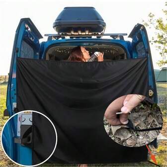 Durable High-Quality Outdoor Shower Curtain With Hook - Sleek Black Design For RV, Trailer And Camping Privacy, Easy Installation