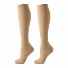 1/6 双装 黑色 米色 白色 蓝色 灰色 运动跑步骑行铜纤维压缩袜 男女通用 女士长袜 跑步支撑 女士运动小腿袜 - 彩色 - 查看 20