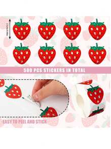 500pcs Shiny Strawberry Stickers, Laser Red Berries Fruit Sealing Stickers, Self-Adhesive Labels For Packaging, Decoration, Birthday, Baby Shower, Party, Phone Case, Notebook, Cup