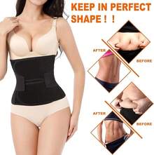 Postpartum Belly Band,C Section Belly Binder,Abdominal Binder Post Surgery Girdle,Tummy Tuck Compression Wrap Waist Trainer Black - Black - View 5