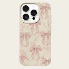 1pc TPU Material Elegant Bowknot Floral Pattern Phone Case Compatible With Apple/ Phones - White - View 5