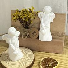 天使抱着心形女孩石膏模具，硅胶模具，用于家居装饰，香薰机 - 白色 - 查看 4